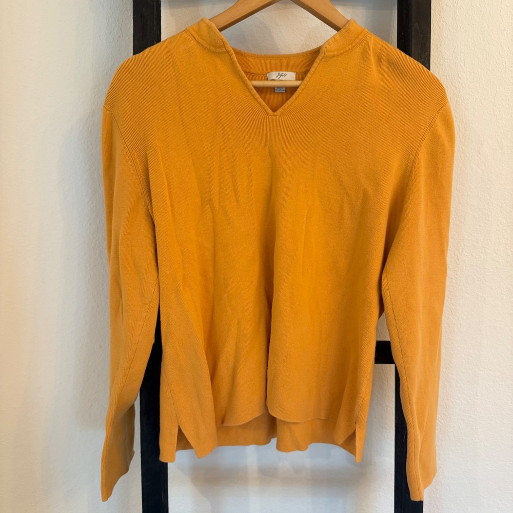 J‎ Jill Womens Mustard Long Sleeve V Neck Knit Top